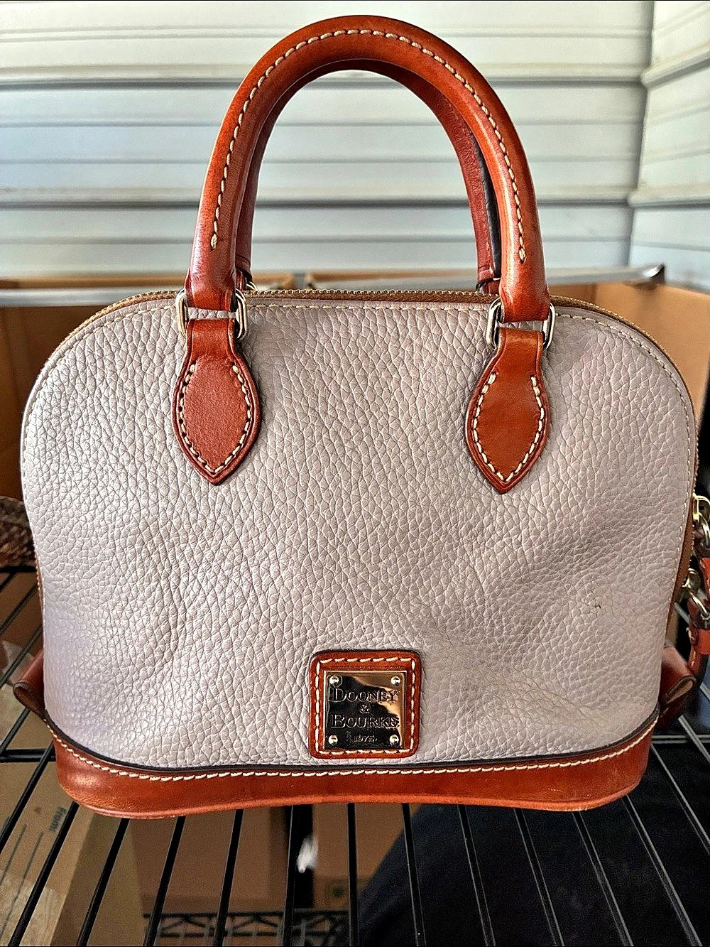 Dooney & Bourke Pebble Grain Mini Domed Satchel Grey & Brown